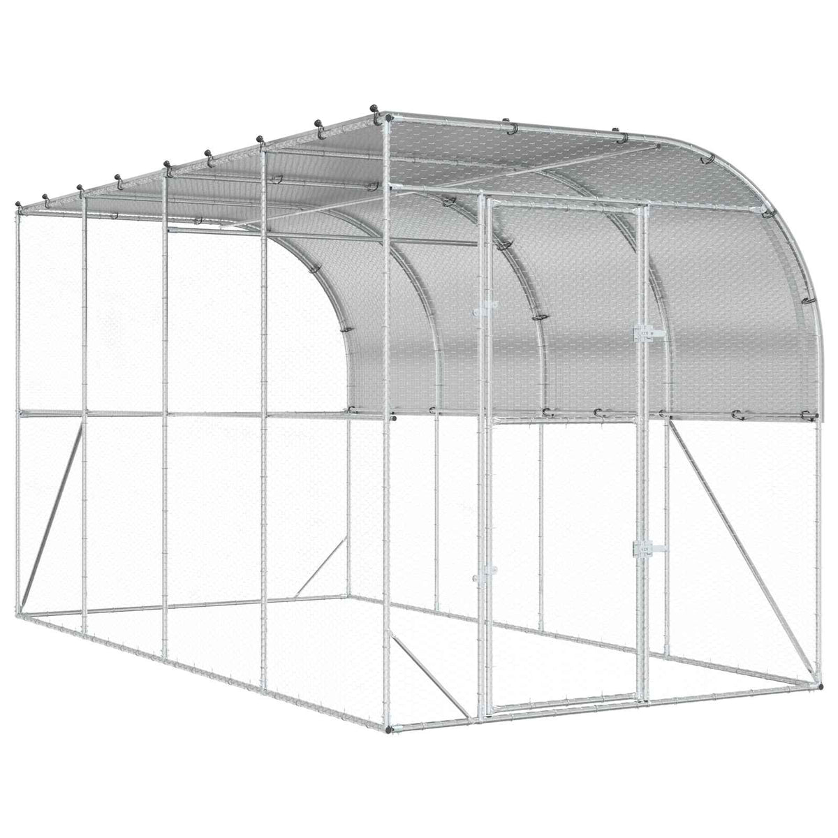 Against Wall Chicken Coop Silver 400 x 200 x 215 cm
