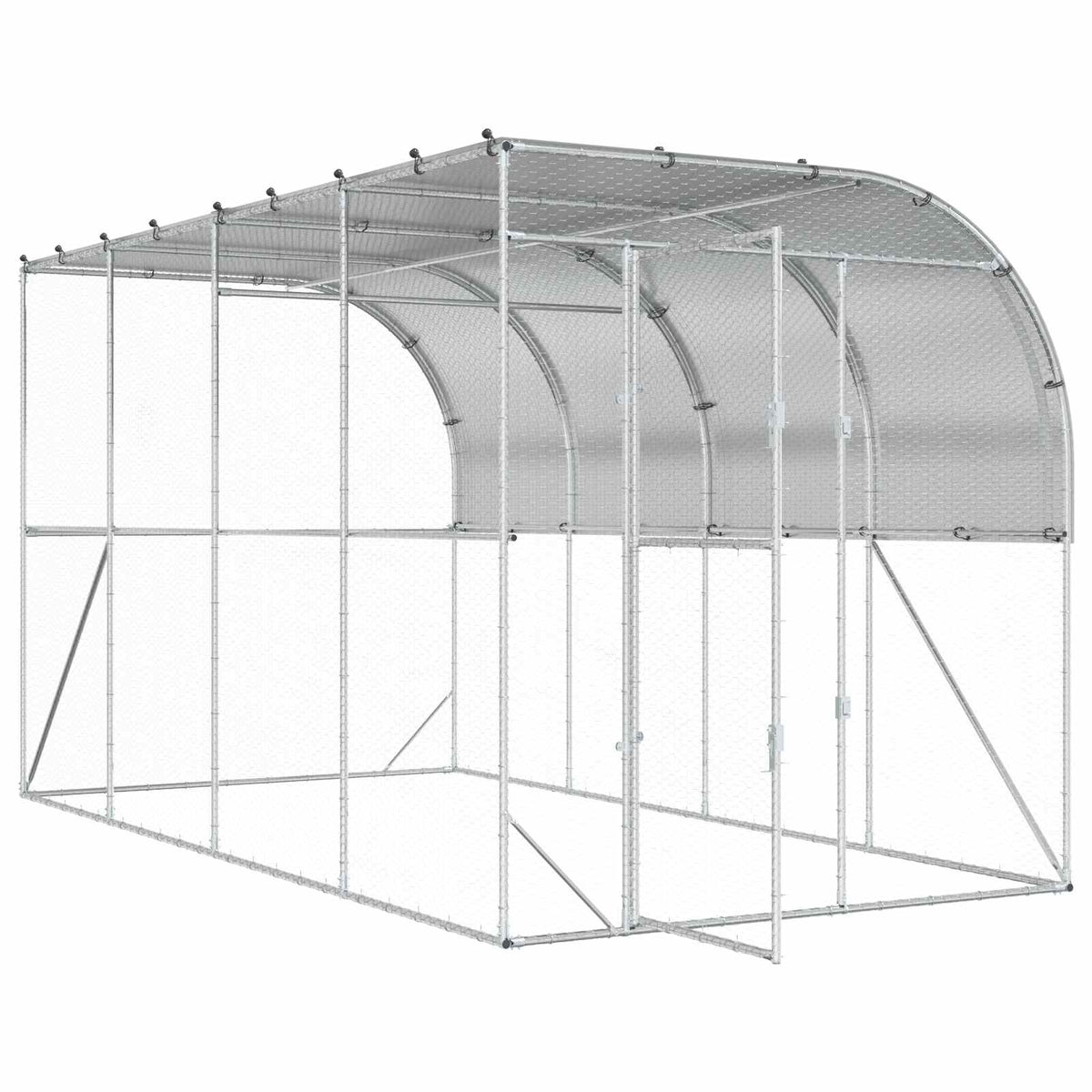 Against Wall Chicken Coop Silver 400 x 200 x 215 cm