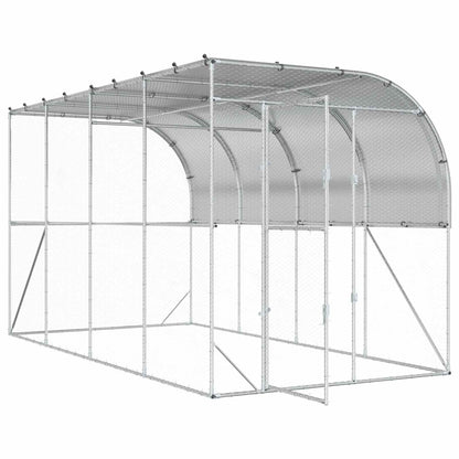 Against Wall Chicken Coop Silver 400 x 200 x 215 cm