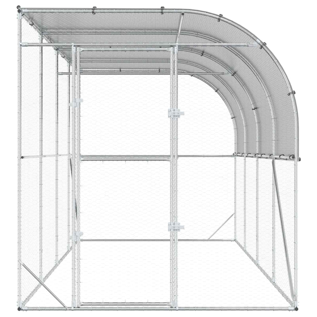 Against Wall Chicken Coop Silver 400 x 200 x 215 cm