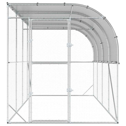 Against Wall Chicken Coop Silver 400 x 200 x 215 cm