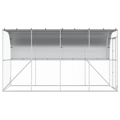 Against Wall Chicken Coop Silver 400 x 200 x 215 cm