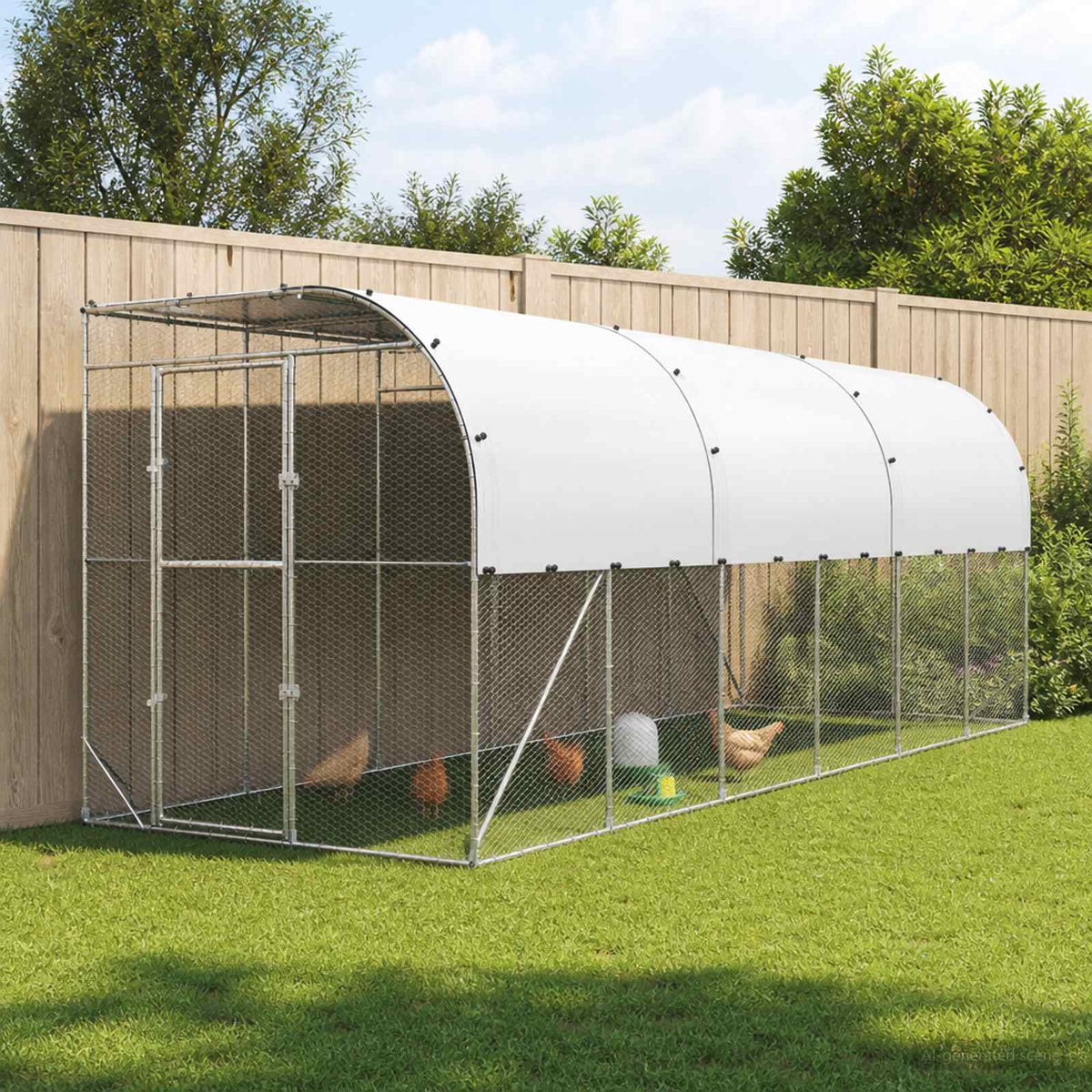 Against Wall Chicken Coop Silver 600 x 200 x 215 cm