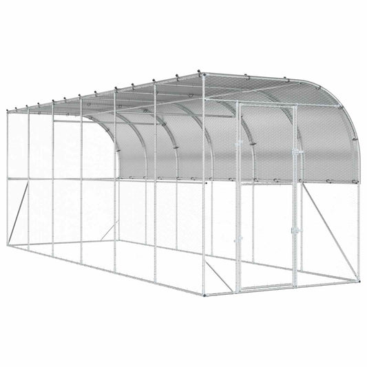 Against Wall Chicken Coop Silver 600 x 200 x 215 cm