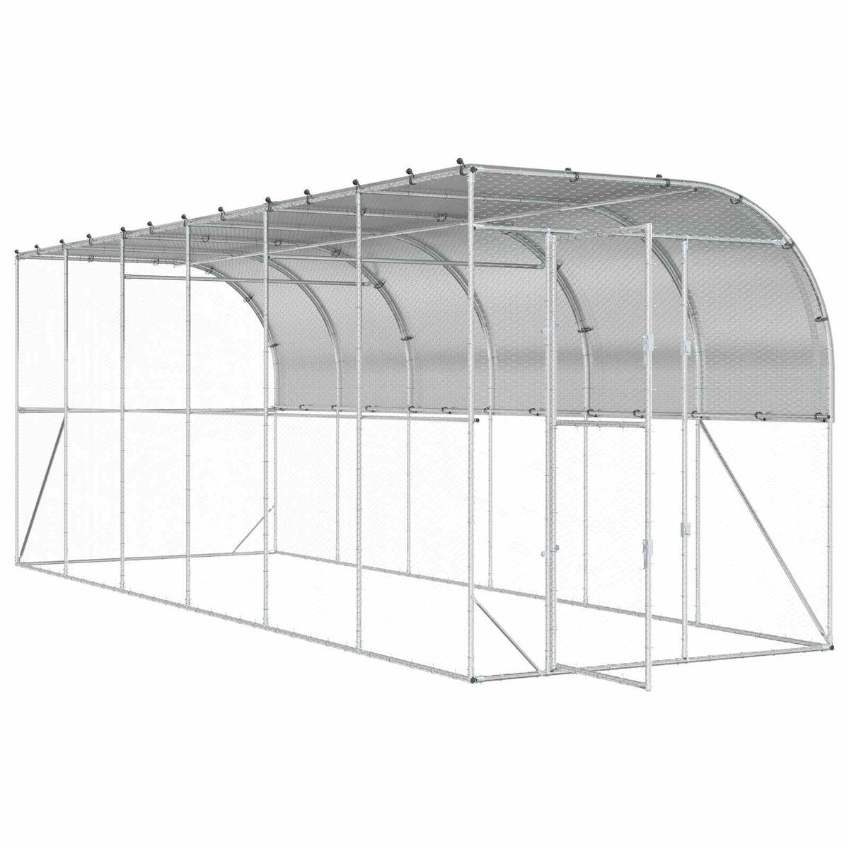 Against Wall Chicken Coop Silver 600 x 200 x 215 cm