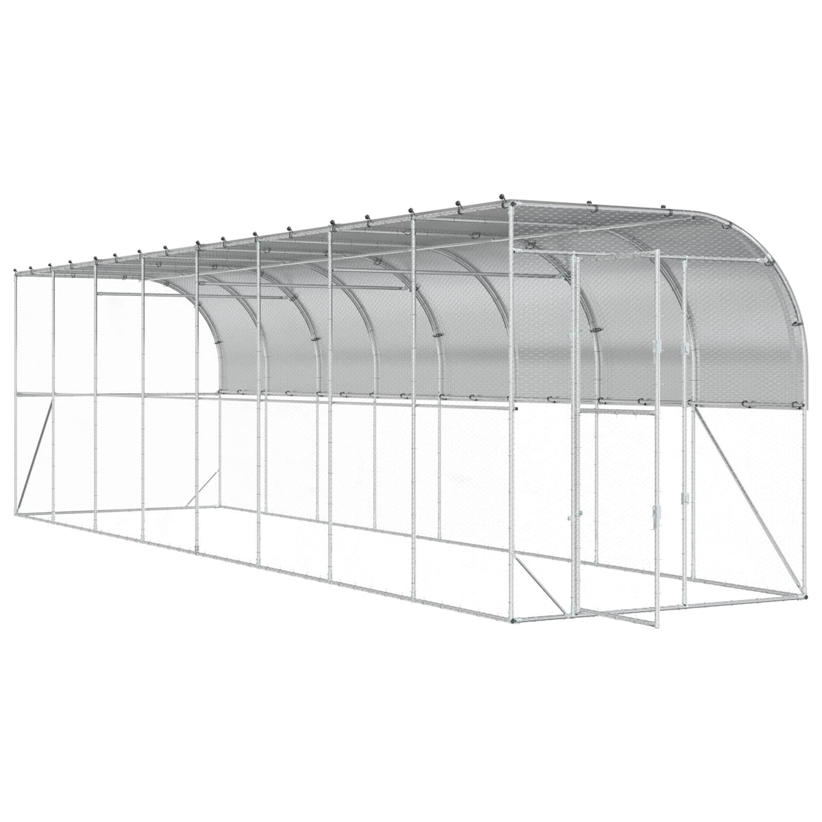 Against Wall Chicken Coop Silver 800 x 200 x 215 cm