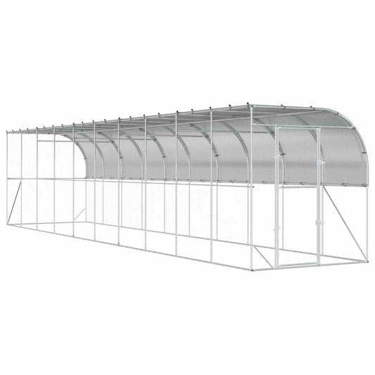 Against Wall Chicken Coop Silver 1000 x 200 x 215 cm