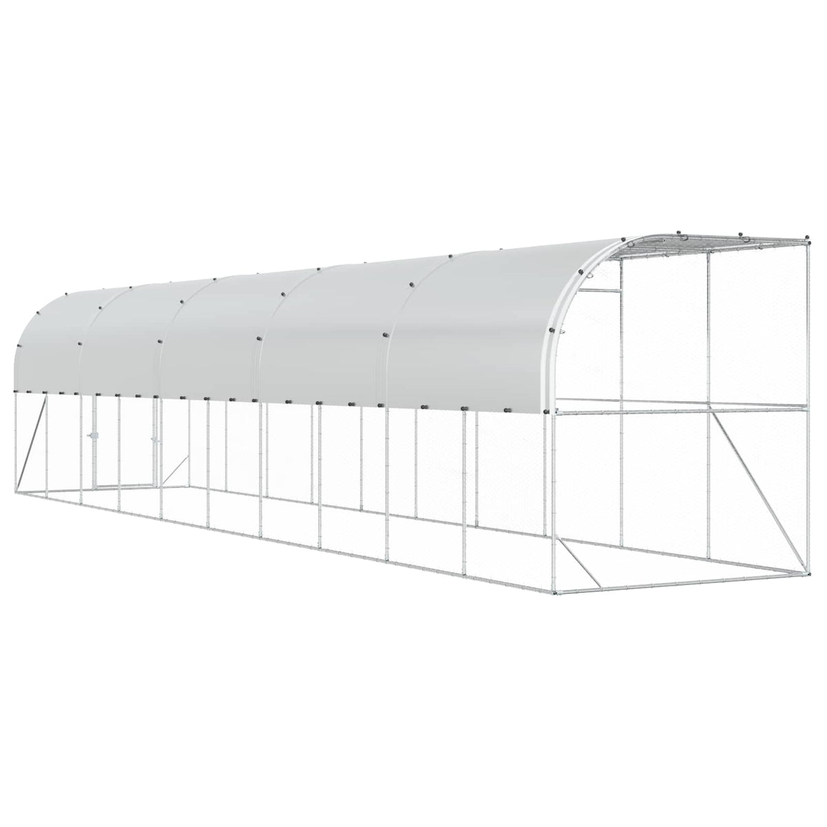 Against Wall Chicken Coop Silver 1000 x 200 x 215 cm