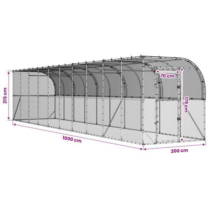 Against Wall Chicken Coop Silver 1000 x 200 x 215 cm