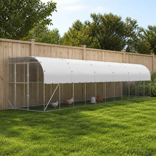Against Wall Chicken Coop Silver 1200 x 200 x 215 cm