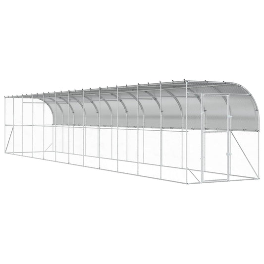 Against Wall Chicken Coop Silver 1200 x 200 x 215 cm