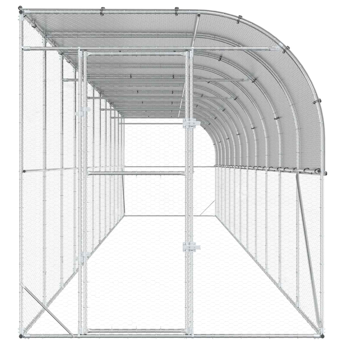 Against Wall Chicken Coop Silver 1200 x 200 x 215 cm