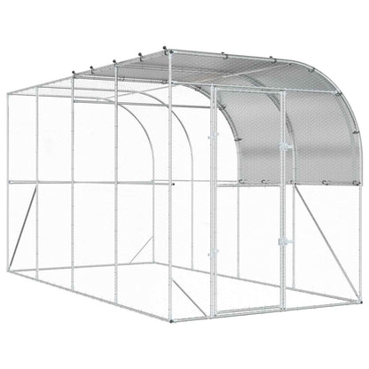 Against Wall Chicken Coop Silver 400 x 200 x 215 cm