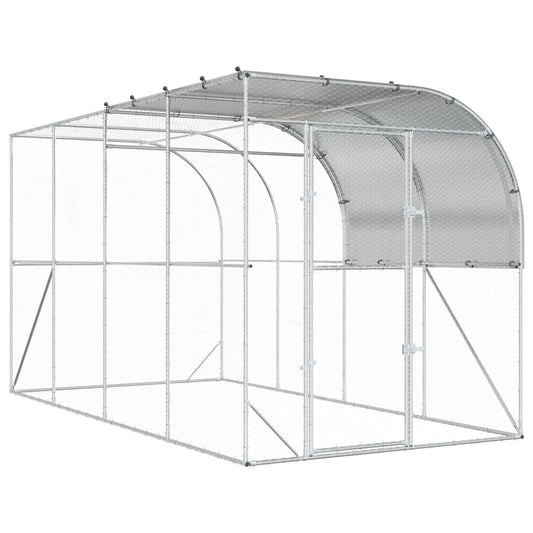 Against Wall Chicken Coop Silver 400 x 200 x 215 cm