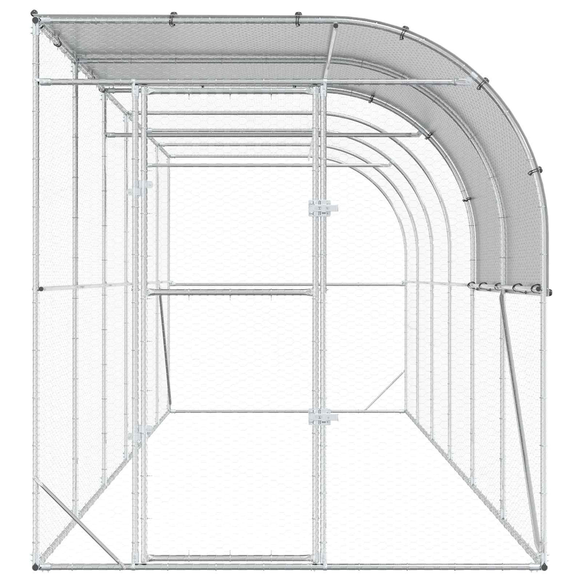 Against Wall Chicken Coop Silver 600 x 200 x 215 cm