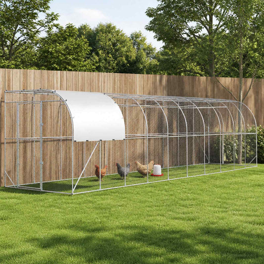 Against Wall Chicken Coop Silver 1000 x 200 x 215 cm
