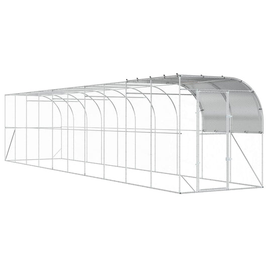 Against Wall Chicken Coop Silver 1000 x 200 x 215 cm