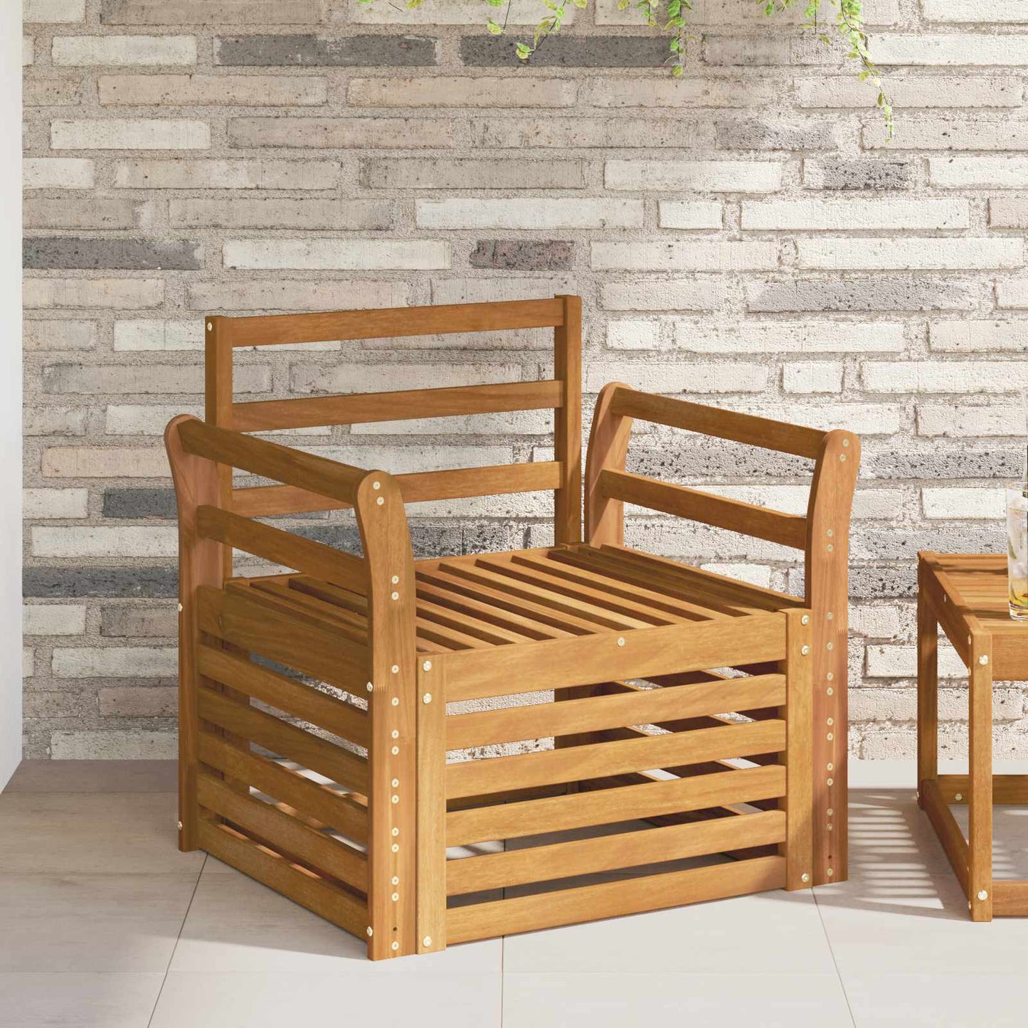 Outdoor Sofa Solid Acacia Wood Natural