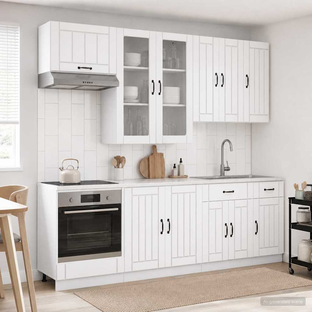 Kitchen Unit LUCCA 8 pcs White Engineered Wood
