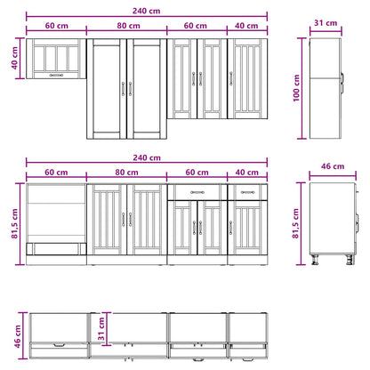 Kitchen Unit LUCCA 8 pcs White Engineered Wood
