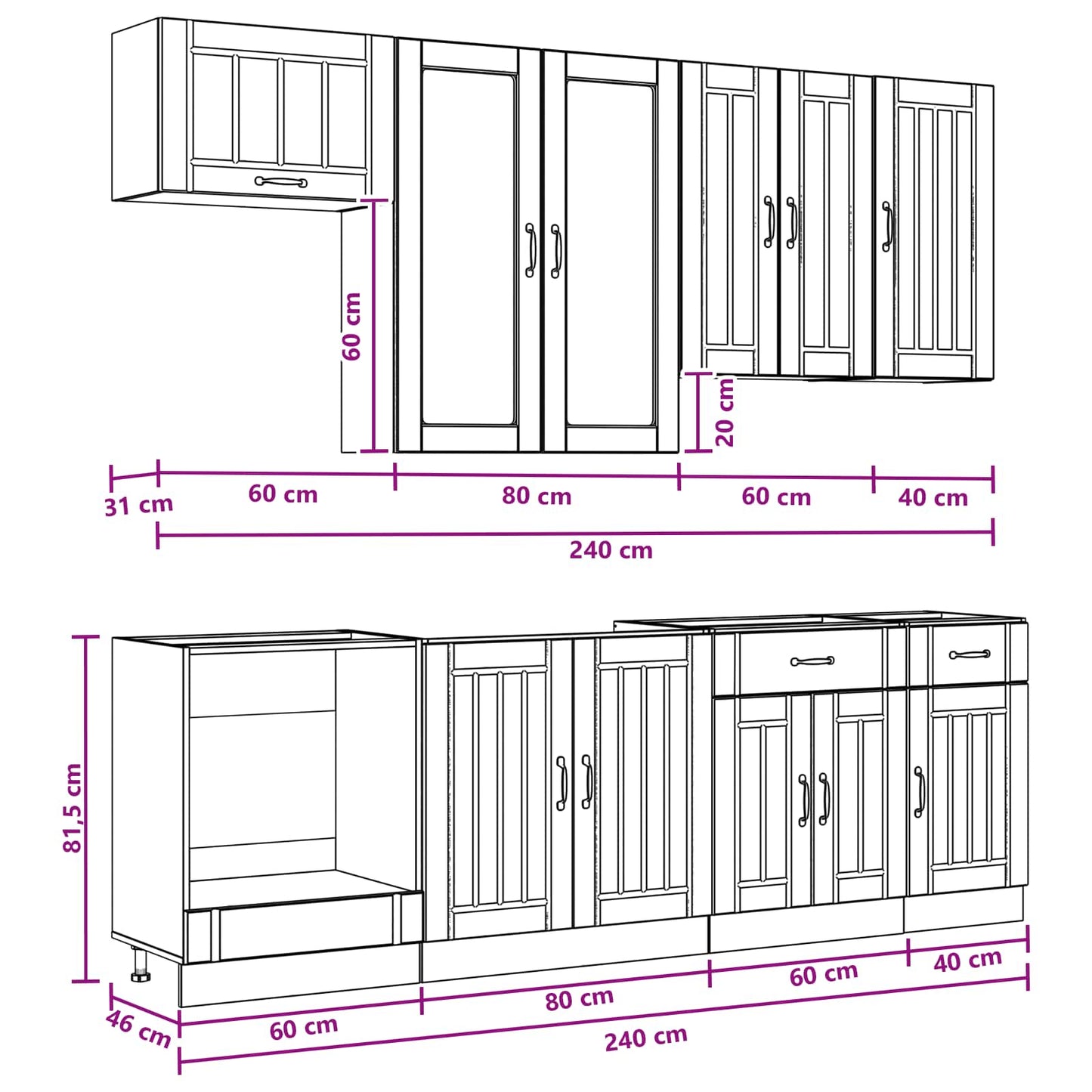 Kitchen Unit LUCCA 8 pcs White Engineered Wood