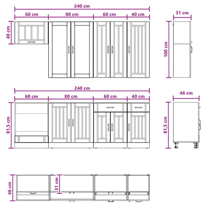 Kitchen Unit LUCCA 8 pcs White Engineered Wood