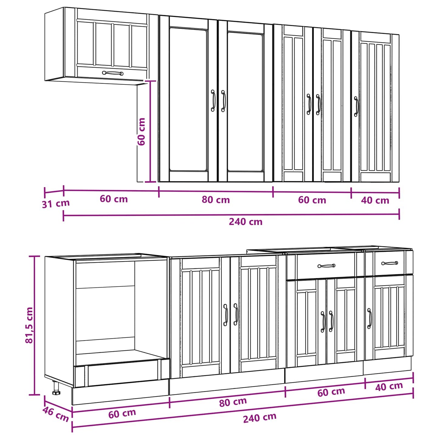 Kitchen Unit LUCCA 8 pcs White Engineered Wood