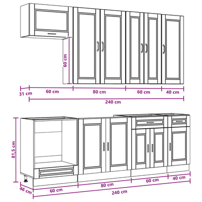 Kitchen Unit PORTO 8 pcs Black Engineered Wood