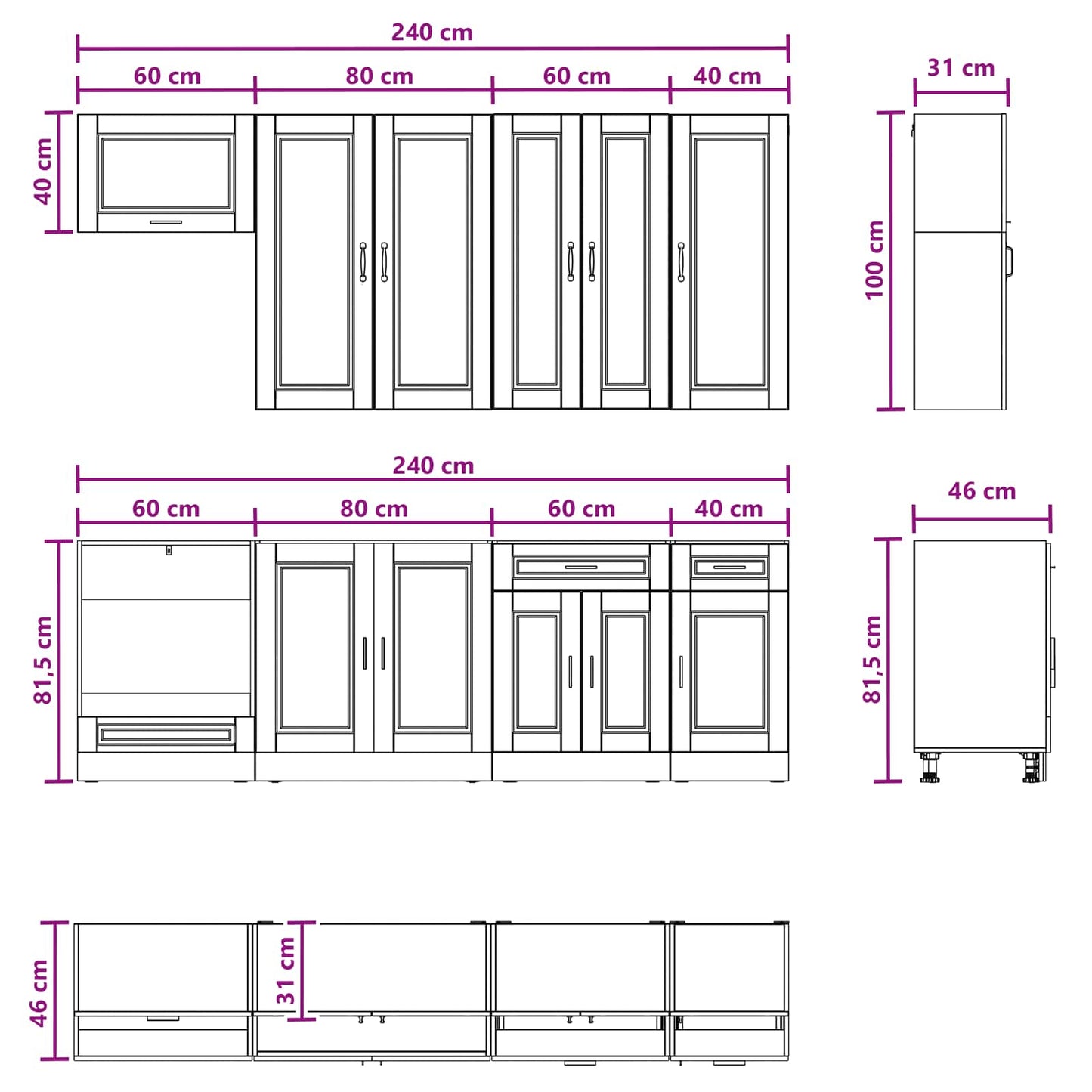 Kitchen Unit PORTO 8 pcs Sonoma Oak Engineered Wood