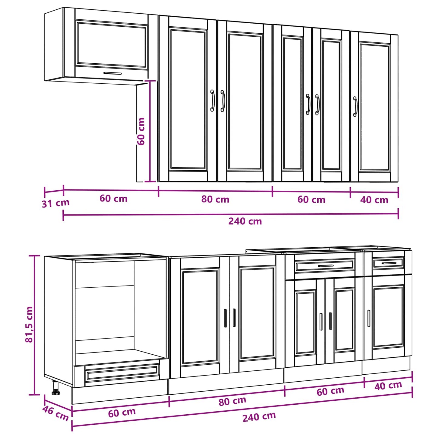 Kitchen Unit PORTO 8 pcs Concrete Grey Engineered Wood