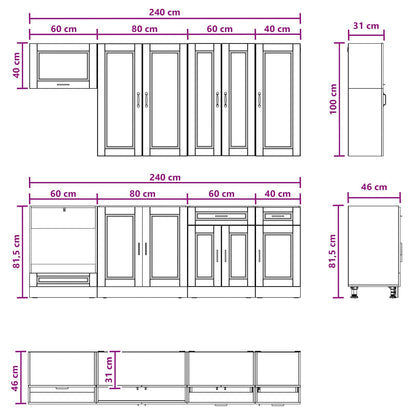 Kitchen Unit PORTO 8 pcs Old Wood Engineered Wood
