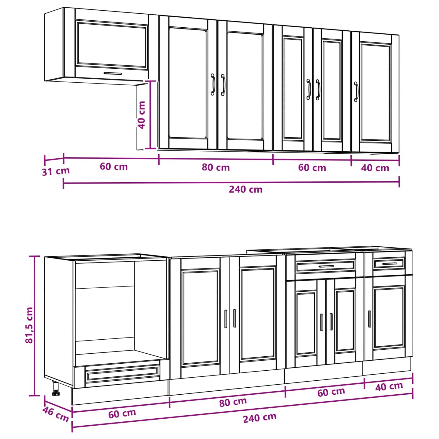 Kitchen Unit PORTO 8 pcs Sonoma Oak Engineered Wood