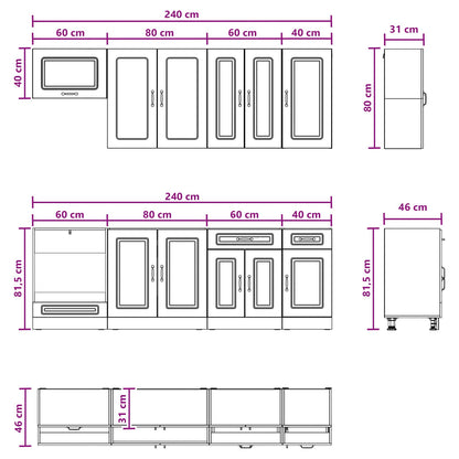 Kitchen Unit KALMAR 8 pcs White Engineered Wood