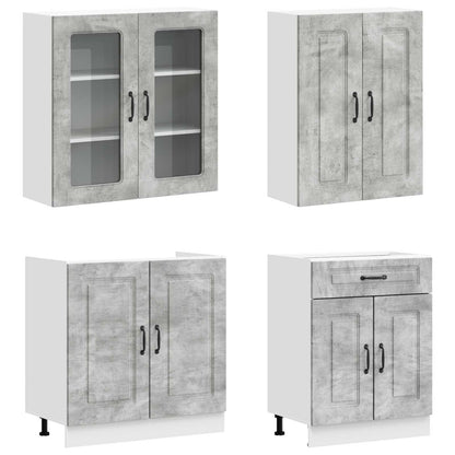 Kitchen Unit KALMAR 8 pcs Concrete Grey Engineered Wood