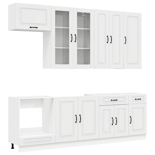 Kitchen Unit KALMAR 8 pcs High Gloss White Engineered Wood