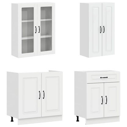 Kitchen Unit KALMAR 8 pcs High Gloss White Engineered Wood