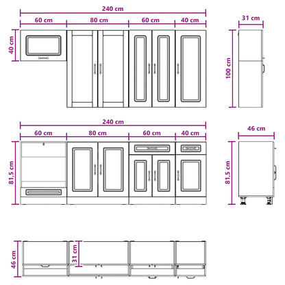 Kitchen Unit KALMAR 8 pcs Smoked Oak Engineered Wood