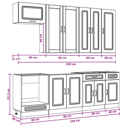 Kitchen Unit KALMAR 8 pcs Smoked Oak Engineered Wood
