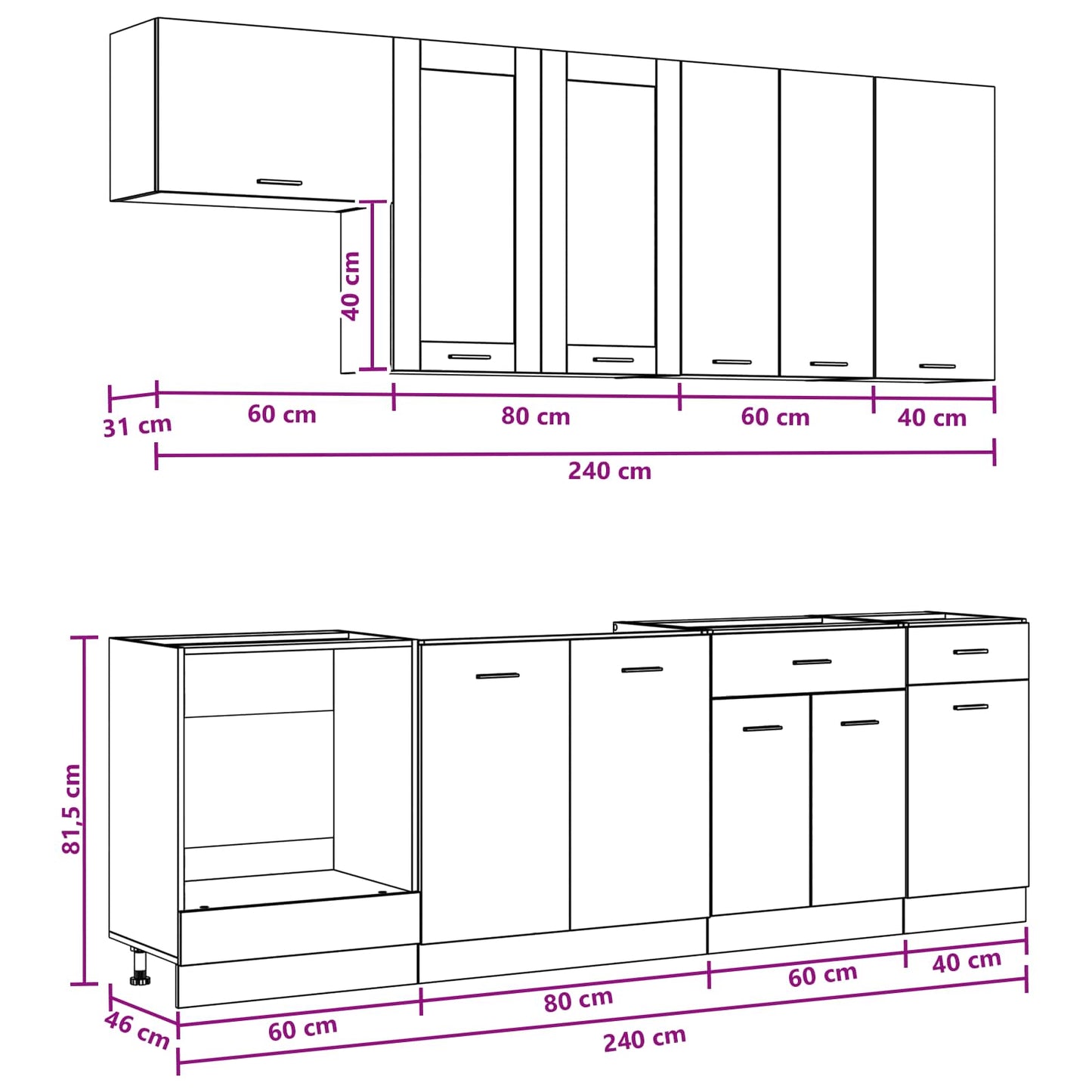 Kitchen Unit LYON 8 pcs White Engineered Wood