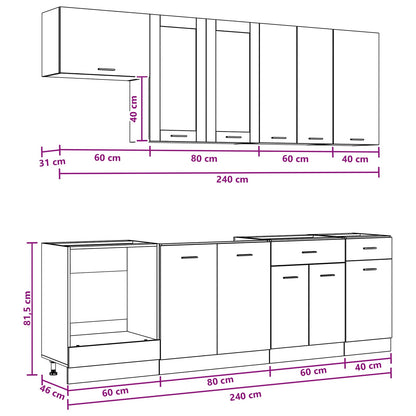 Kitchen Unit LYON 8 pcs White Engineered Wood