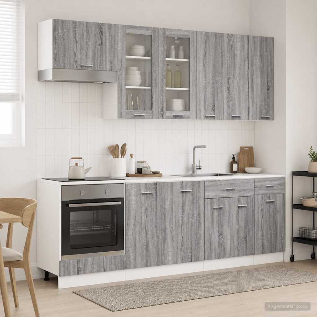 Kitchen Unit LYON 8 pcs Grey Sonoma Engineered Wood