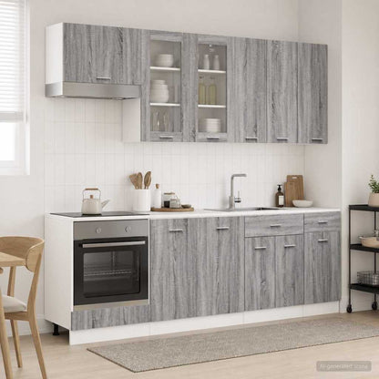 Kitchen Unit LYON 8 pcs Grey Sonoma Engineered Wood