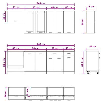 Kitchen Unit LYON 8 pcs Grey Sonoma Engineered Wood