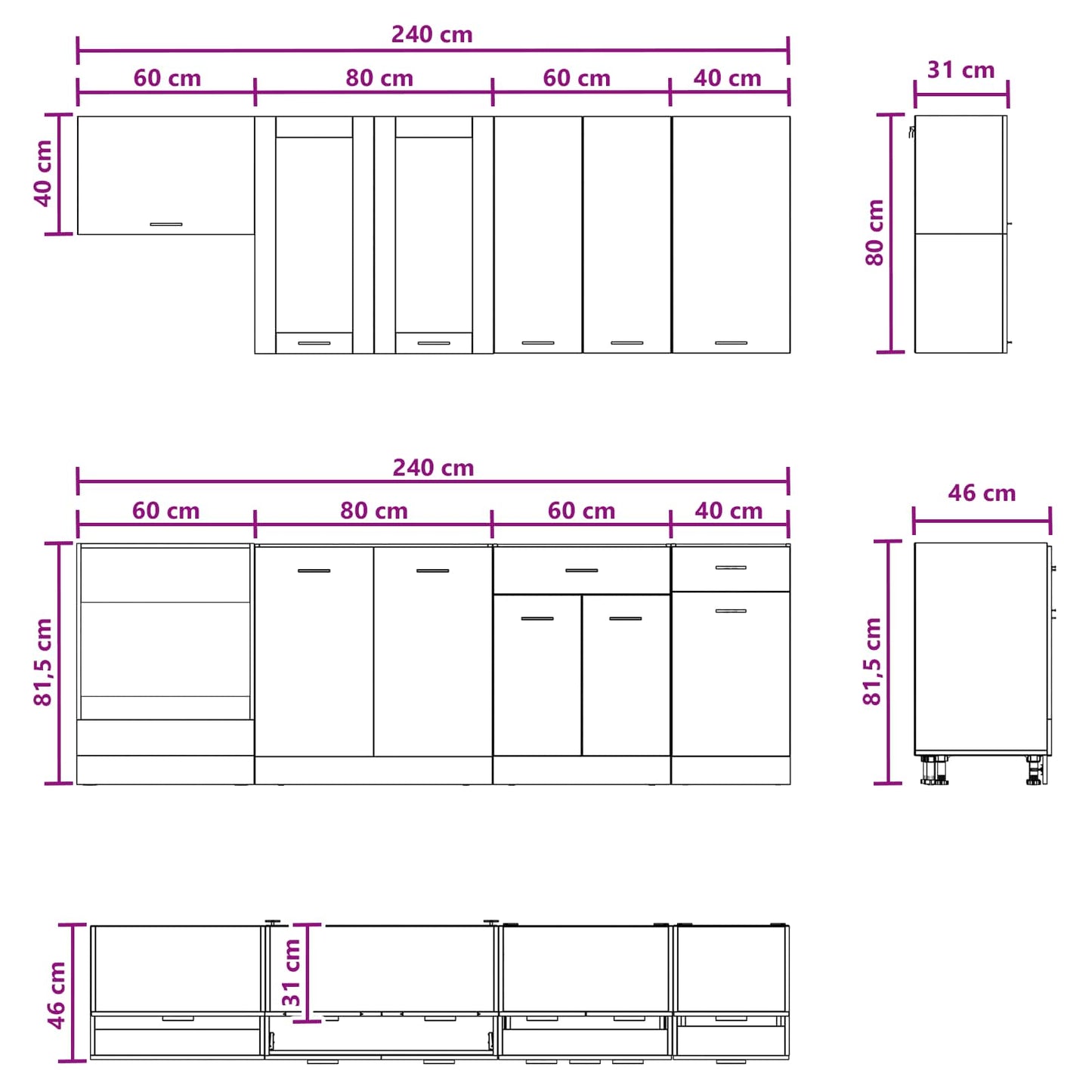 Kitchen Unit LYON 8 pcs Old Wood Engineered Wood