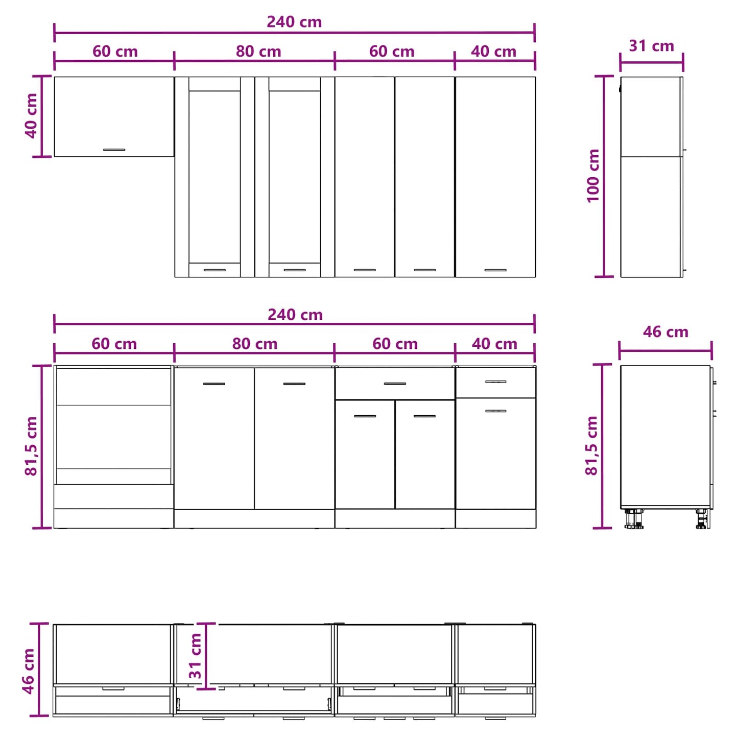 Kitchen Unit LYON 8 pcs Sonoma Oak Engineered Wood