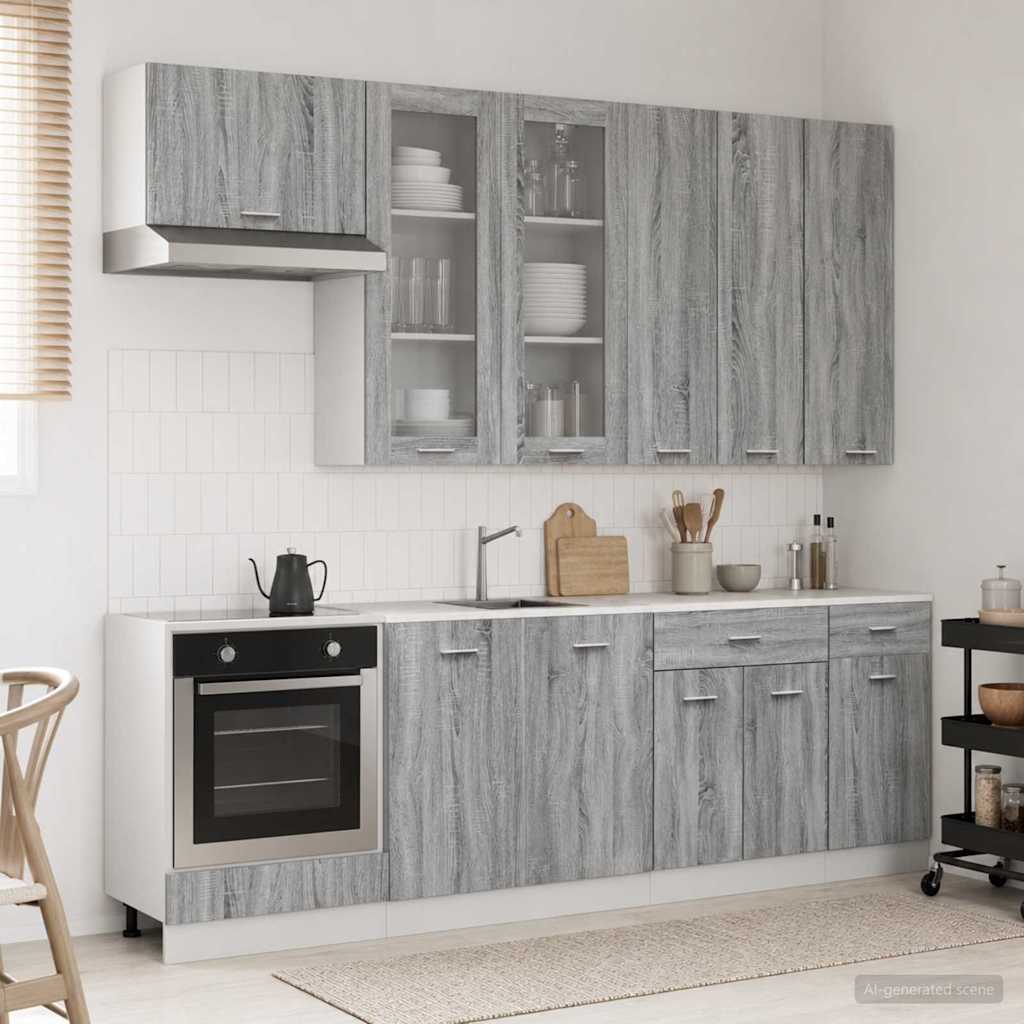 Kitchen Unit LYON 8 pcs Grey Sonoma Engineered Wood