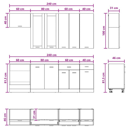Kitchen Unit LYON 8 pcs Grey Sonoma Engineered Wood
