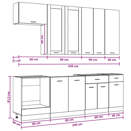 Kitchen Unit LYON 8 pcs Grey Sonoma Engineered Wood