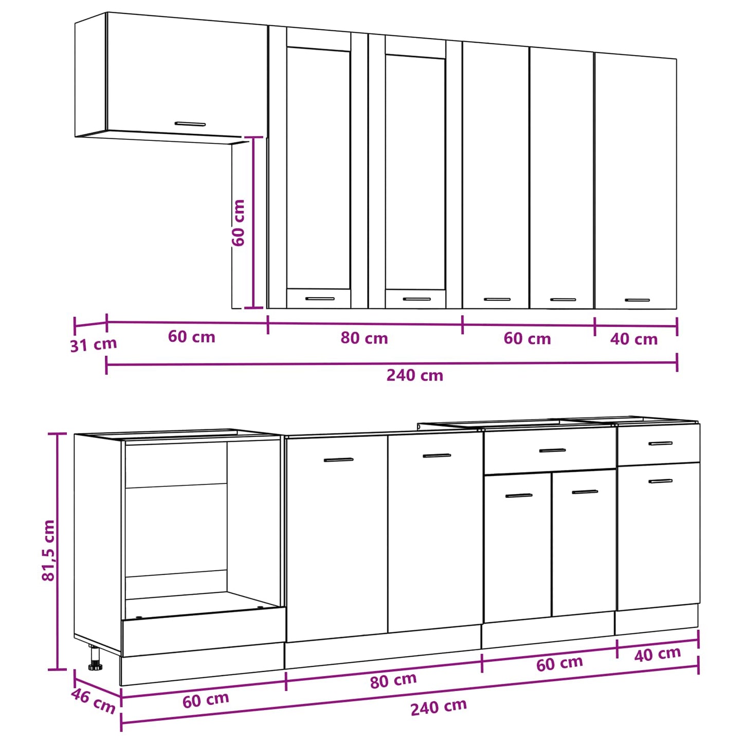 Kitchen Unit LYON 8 pcs Old Wood Engineered Wood