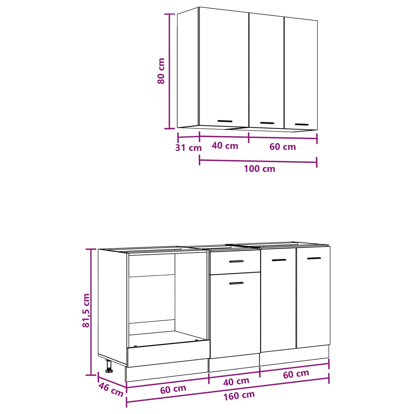 Kitchen Unit LYON 5 pcs White Engineered Wood